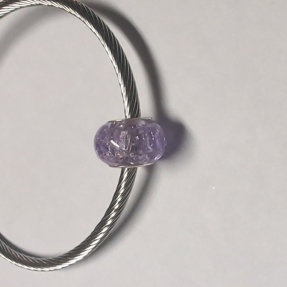 Purple "Crushed Glass" Charm for Pandora Style‎ Bracelet - Picture 1 of 4